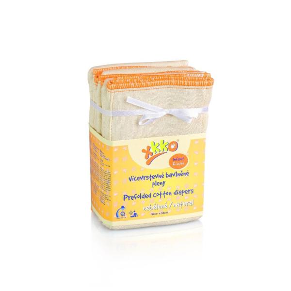 xkko Prefold 6er-Pack ungebleichte Baumwolle